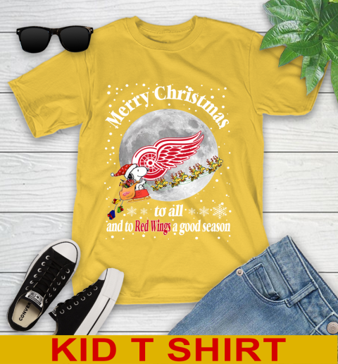Detroit Red Wings Merry Christmas To All And To Red Wings A Good Season NHL Hockey Sports Youth T-Shirt 9