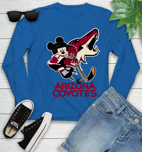 NHL Arizona Coyotes Mickey Mouse Disney Hockey T Shirt Youth Long Sleeve 9