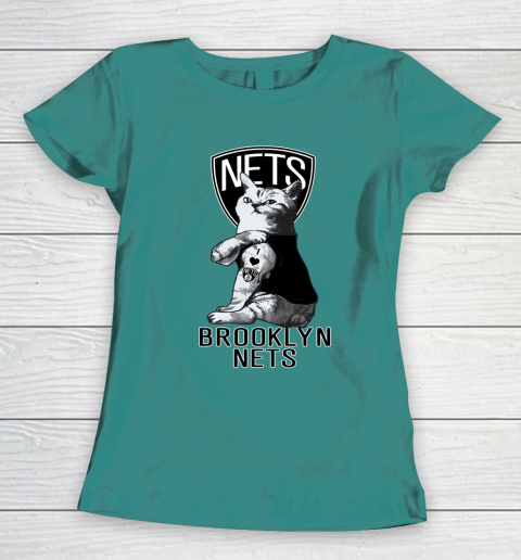 NBA Basketball My Cat Loves Brooklyn Nets Women's T-Shirt 10