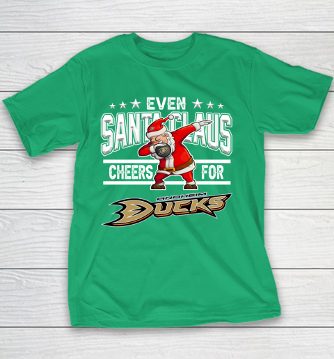 Anaheim Ducks Even Santa Claus Cheers For Christmas NHL Youth T-Shirt 3