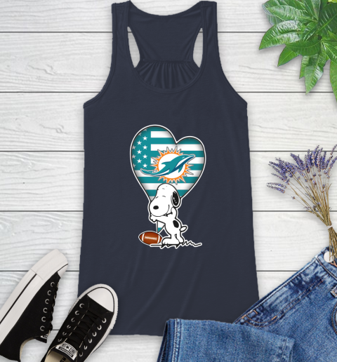 Miami Dolphins NFL Football The Peanuts Movie Adorable Snoopy Racerback Tank 12