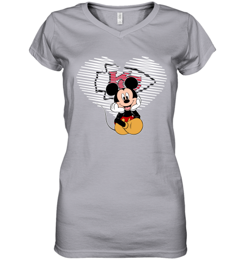 NFL Kansas City Chiefs The Heart Mickey Mouse Disney Football T Shirt TB1YvV4RQEm women v neck t shirt 39 95 151514 front sport grey
