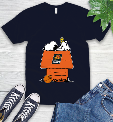 Phoenix Suns NBA Basketball Snoopy Woodstock The Peanuts Movie V-Neck T-Shirt 3