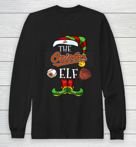 Baltimore Orioles Christmas ELF Funny MLB Long Sleeve T-Shirt