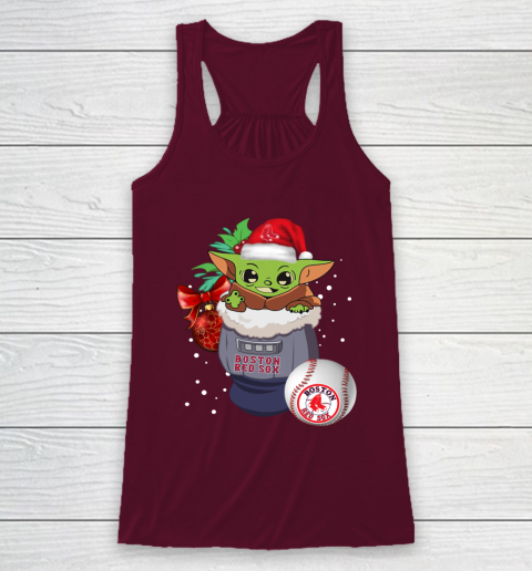 Boston Red Sox Christmas Baby Yoda Star Wars Funny Happy MLB Racerback Tank 3