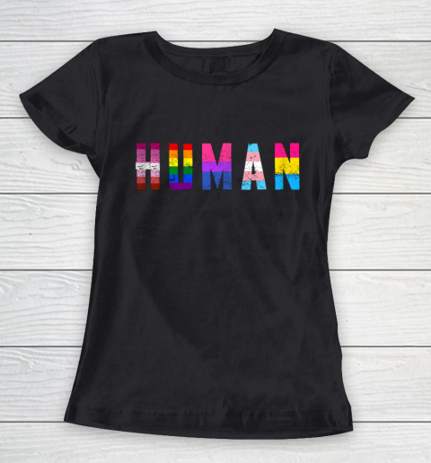 HUMAN Flag LGBT Gay Pride Month Transgender Women's T-Shirt