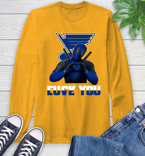 NHL St.Louis Blues Deadpool Love You Fuck You Hockey Sports Long Sleeve T-Shirt 2