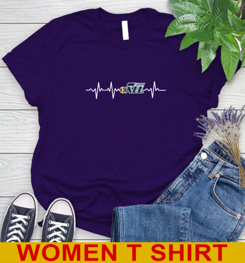 Utah Jazz NBA Basketball Heart Beat Shirt Women's T-Shirt 4