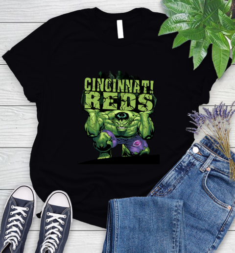 Cincinnati Reds MLB Baseball Incredible Hulk Marvel Avengers Sports Women's T-Shirt 2
