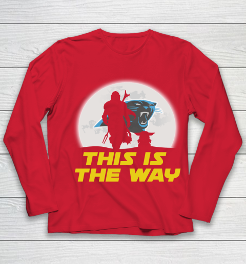 Carolina Panthers NFL Football Star Wars Yoda And Mandalorian This Is The Way Youth Long Sleeve 8