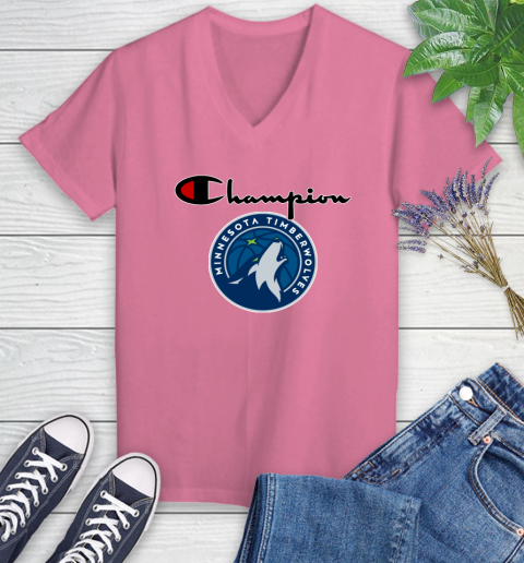 NBA Basketball Minnesota Timberwolves Champion Shirt Women's V-Neck T-Shirt 9