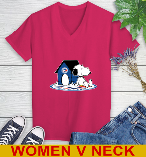 MLB Baseball Toronto Blue Jays Snoopy The Peanuts Movie Shirt Women's V-Neck T-Shirt 10