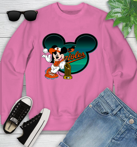 MLB Baltimore Orioles The Commissioner's Trophy Mickey Mouse Disney Youth Sweatshirt 7