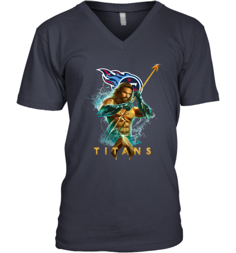 NFL Tennessee Titans Aquaman DC Football Sports mVnknoxuuBA v neck unisex 8 95 151514 front navy