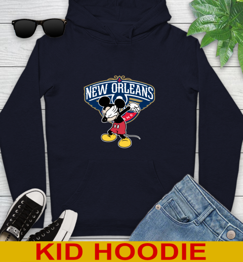 New Orleans Pelicans NBA Basketball Dabbing Mickey Disney Sports Youth Hoodie 4