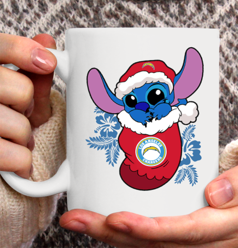 Los Angeles Chargers Christmas Stitch In The Sock Funny Disney NFL Ceramic Mug 11oz 2