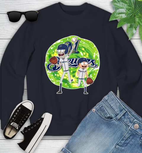 MLB Milwaukee Brewers Rick And Morty Baseball Sports Youth Sweatshirt 3