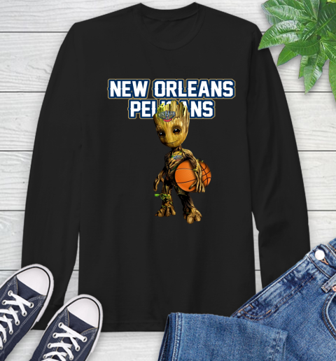 New Orleans Pelicans NBA Basketball Groot Marvel Guardians Of The Galaxy Long Sleeve T-Shirt 2