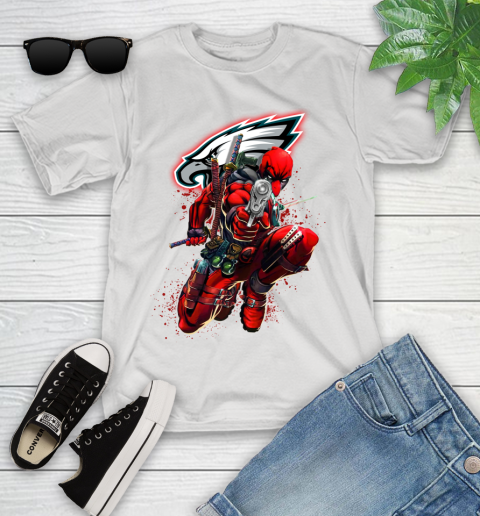 NFL Deadpool Marvel Comics Sports Football Philadelphia Eagles Youth T-Shirt