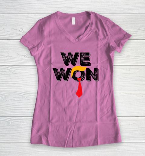 Donald Trump 47th President JD Vance We Won Get Over It 2024 Women's V-Neck T-Shirt 6