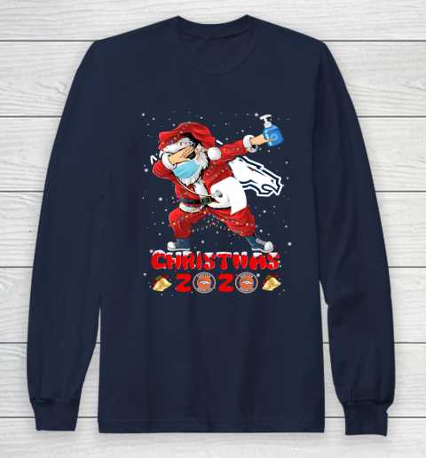 Denver Broncos Funny Santa Claus Dabbing Christmas 2020 NFL Long Sleeve T-Shirt 2