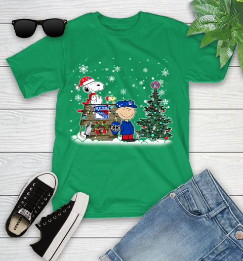 NHL New York Rangers Snoopy Charlie Brown Woodstock Christmas Stanley Cup Hockey Youth T-Shirt 8