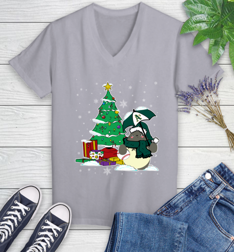 Oakland Athletics MLB Baseball Cute Tonari No Totoro Christmas Sports Women's V-Neck T-Shirt 4