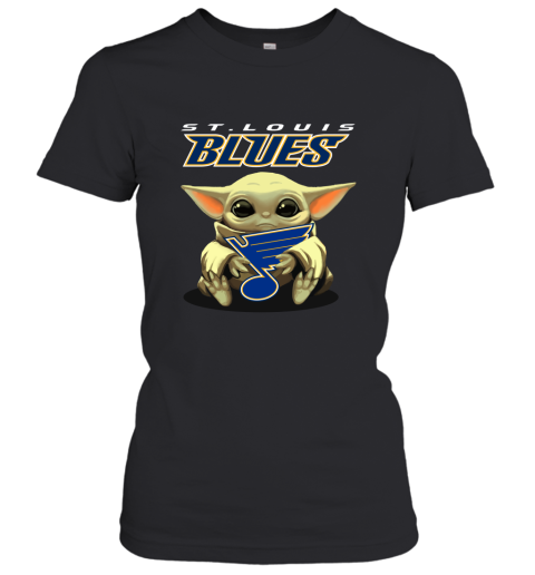 Baby Yoda Hugs The St. Louis Blues Ice Hockey Women's T-Shirt