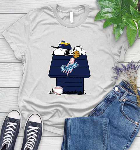 MLB Los Angeles Dodgers Snoopy Woodstock The Peanuts Movie Baseball T Shirt_000 Women's T-Shirt