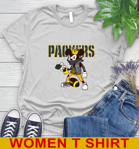 Green Bay Packers NFL Football Mickey Peace Sign Sports Women's T-Shirt