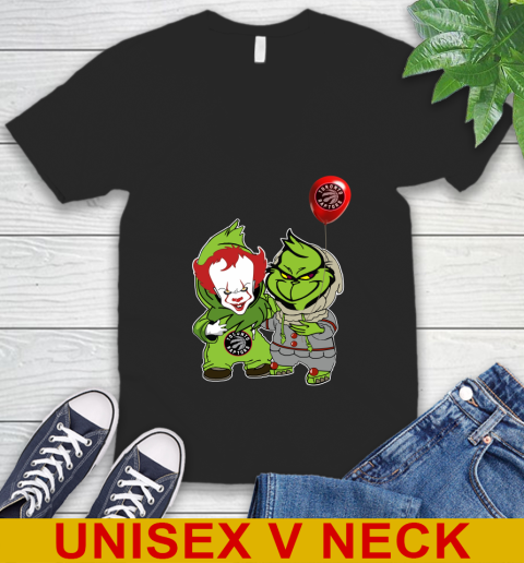 Toronto Raptors Baby Pennywise Grinch Christmas NBA Basketball V-Neck T-Shirt 2