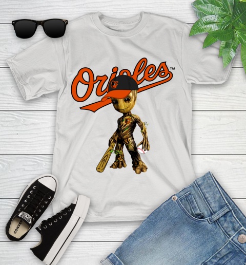 MLB Baltimore Orioles Groot Guardians Of The Galaxy Baseball Youth T-Shirt