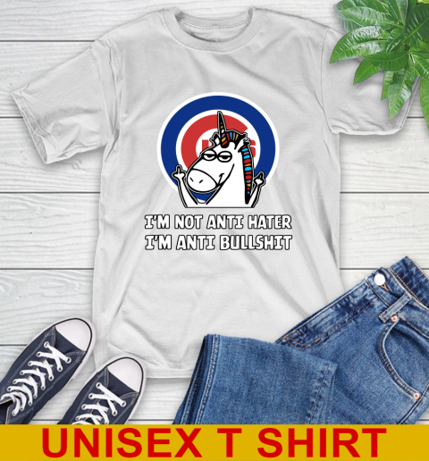 Chicago Cubs MLB Baseball Unicorn I'm Not Anti Hater I'm Anti Bullshit T-Shirt