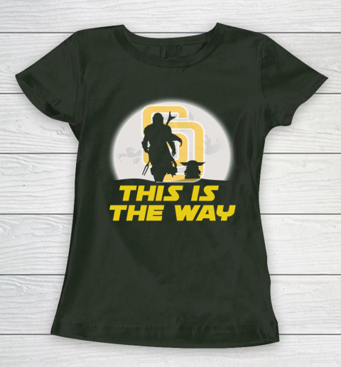 San Diego Padres MLB Baseball Star Wars Yoda And Mandalorian This Is The Way Women's T-Shirt 4