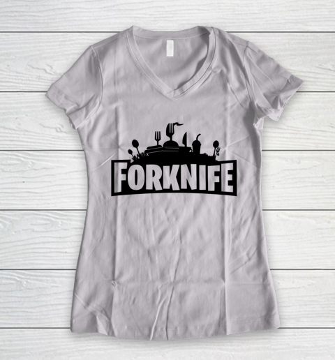 Fortnite Tshirt Forknife Women's V-Neck T-Shirt