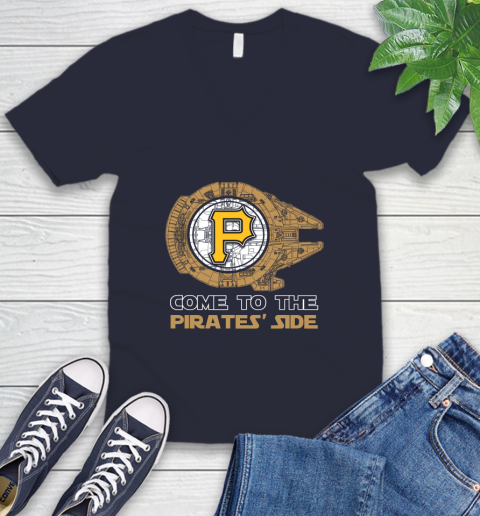 MLB Come To The Pittsburgh Pirates Side Star Wars Baseball Sports V-Neck T-Shirt 2