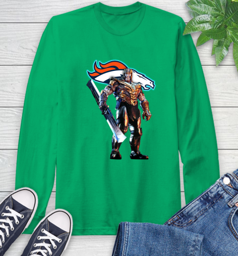 NFL Thanos Gauntlet Avengers Endgame Football Denver Broncos Long Sleeve T-Shirt 7