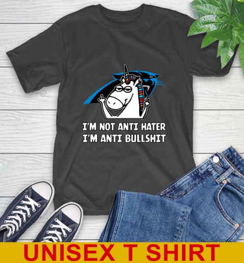 Carolina Panthers NFL Football Unicorn I'm Not Anti Hater I'm Anti Bullshit T-Shirt 2