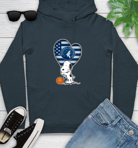 Minnesota Timberwolves NBA Basketball The Peanuts Movie Adorable Snoopy Youth Hoodie 8