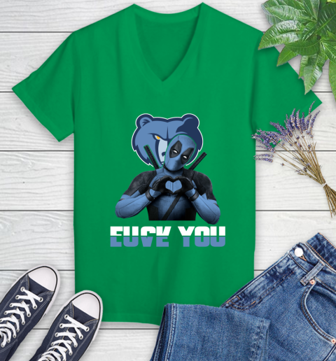 NBA Memphis Grizzlies Deadpool Love You Fuck You Basketball Sports Women's V-Neck T-Shirt 5