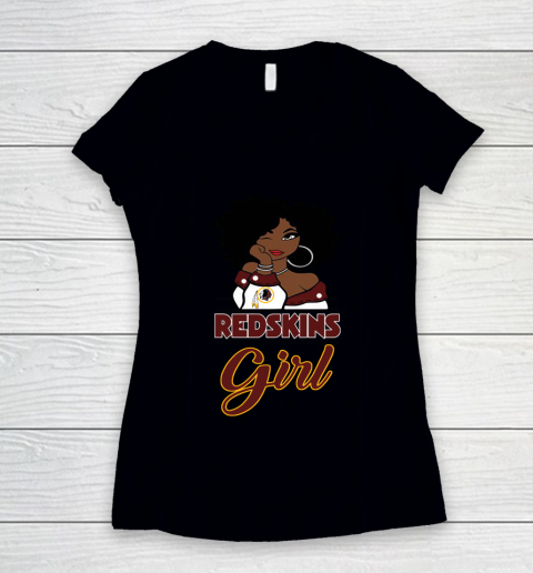 Washington Redskins Girl NFL Women's V-Neck T-Shirt