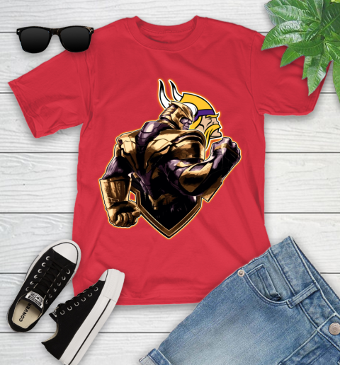 NFL Thanos Avengers Endgame Football Sports Minnesota Vikings Youth T-Shirt 10