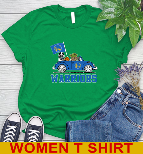 NBA Basketball Golden State Warriors Darth Vader Baby Yoda Driving Star Wars Shirt Women's T-Shirt 6