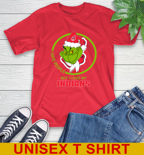 Cleveland Indians MLB Christmas Grinch I Hate People But I Love My Favorite Baseball Team T-Shirt 10
