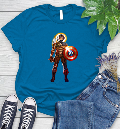 NFL Captain America Marvel Avengers Endgame Football Sports Washington Redskins Women's T-Shirt 7