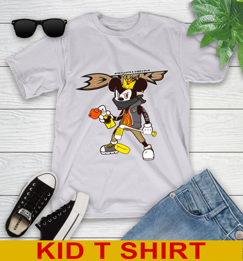 Anaheim Ducks NHL Hockey Mickey Peace Sign Sports Youth T-Shirt 5