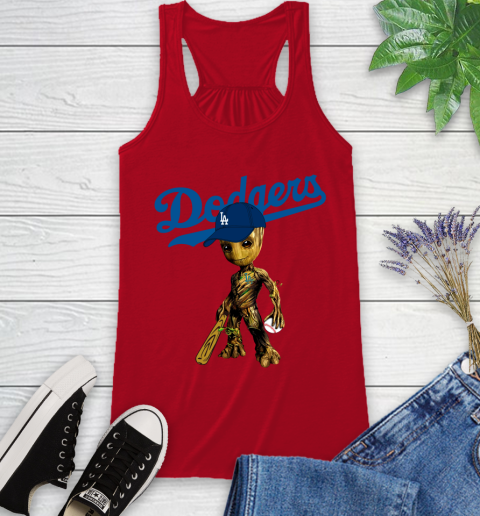MLB Los Angeles Dodgers Groot Guardians Of The Galaxy Baseball Racerback Tank 6
