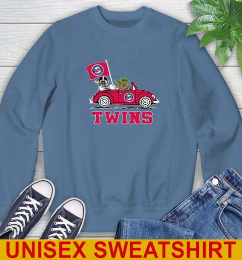 MLB Baseball Minnesota Twins Darth Vader Baby Yoda Driving Star Wars Shirt Sweatshirt 8