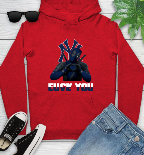 MLB New York Yankees Deadpool Love You Fuck You Baseball Sports Youth Hoodie 12