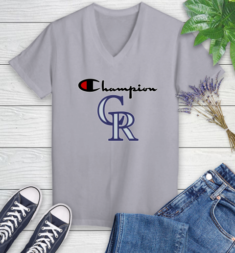 MLB Baseball Colorado Rockies Champion Shirt Women's V-Neck T-Shirt - Image 3